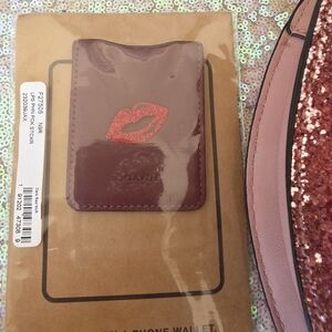 Coach Mauve Card Holder with Red Lip Design